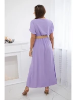 Dlouhé šaty s ozdobným páskem světle fialová Dlouhé šaty s ozdobným páskem světle fialová
