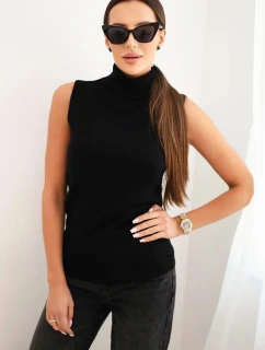 Dámská viskózová bezrukávová blůza s rolákem černá