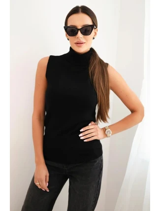 Dámská viskózová bezrukávová blůza s rolákem černá