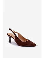 Dámské sandály na podpatku s lemovkou Čokoládové Relmira