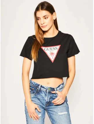 Dámské crop tričko E02I01JA911 - A996 - Guess Dámské crop tričko E02I01JA911 - A996 - Guess