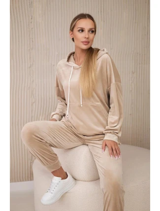 Velurová souprava klokaní 29951 béžová - Koucle Velurová souprava klokaní 29951 béžová - Koucle