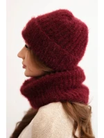 Dámská souprava čepice a šály bordó - K-Fashion