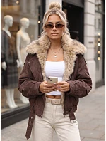 Dámská zimní bunda s kožešinovým límcem, hnědá, FashionStreet TY5701 Dámská zimní bunda s kožešinovým límcem, hnědá, FashionStreet TY5701