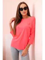 Dámská halenka s lodičkovým výstřihem oranžová neonová