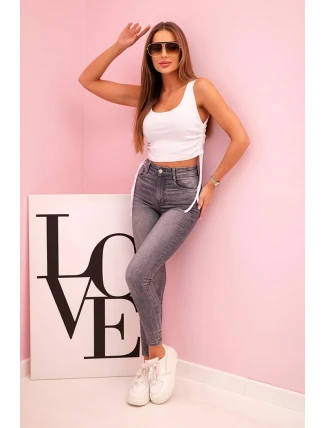 Dámská žebrovaná halenka se stahovací šňůrkou na bocích bílý Dámská žebrovaná halenka se stahovací šňůrkou na bocích bílý