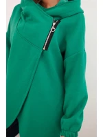 Dámská mikina s kapucí a asymetrickým zipem zelená