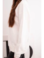 Dámská mikina z pružného bavlněného materiálu s kulatým výstřihem bílá