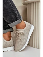 Kožené Sportovní Boty Na Platformě S Leskem D&A LR51-629 Béžové