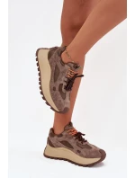 Kožené sneakersy na platformě dámské Big Star SS274627 HI-POLY SYSTEM béžové