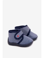 Dětské pantofle na suchý zip pruhované tmavě modré Lavelle