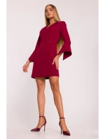 M876 Šaty s širokými manžetami - bordó