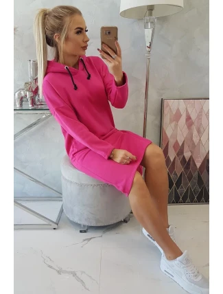 Šaty s kapucí a bočním rozparkem fuchsiová Šaty s kapucí a bočním rozparkem fuchsiová