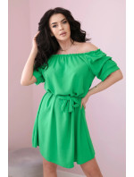 Španělské šaty zavazované v pase zelený