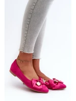 Dámské baleríny z ekologického semiše s mašlí a broží Fuksie Satris Dámské baleríny z ekologického semiše s mašlí a broží Fuksie Satris