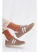 Zazoo N1068 Kožené Nízké Dámské Tenisky Tmavě Béžové