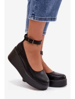 Dámské polobotky na platformě s páskem Černé Belvissa