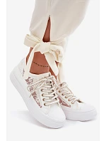 Dámské tenisky s krajkou na platformě Lee Cooper LCW-26-44-4480 Bílé Dámské tenisky s krajkou na platformě Lee Cooper LCW-26-44-4480 Bílé