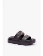 Dámské pěnové pantofle s ozdobnými připínkami – černé