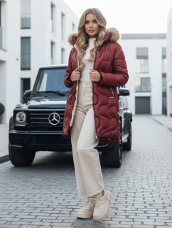 Dámská zimní bunda VIRELIA prošívaná bunda s kapucí bordó FashionStreet TY4935