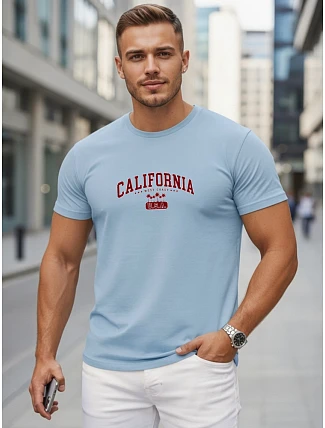 Pánské bavlněné tričko s potiskem „California“ v modré barvě, FashionStreet NX5140R Pánské bavlněné tričko s potiskem „California“ v modré barvě, FashionStreet NX5140R