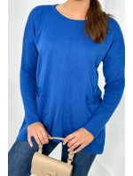 Svetr s předními kapsami chrpově modrá Svetr s předními kapsami chrpově modrá