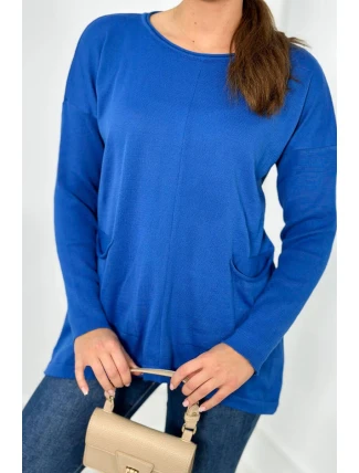 Svetr s předními kapsami chrpově modrá Svetr s předními kapsami chrpově modrá