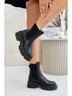 Zateplené nazouvací botky Chelsea z eko kůže Big Star MM274071 Černé