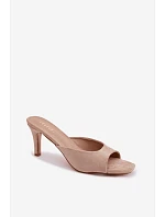 Dámské pantofle na tenkém podpatku Béžové Revina