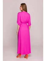 Dámské šaty se zavinovacím vzorem S406 Tmavě růžová - Stylove Dámské šaty se zavinovacím vzorem S406 Tmavě růžová - Stylove
