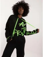 Černo/zelený dvoudílný komplet - svetr s kapucí a široké kalhoty (1469) Černo/zelený dvoudílný komplet - svetr s kapucí a široké kalhoty (1469)