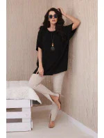 Oversized halenka s přívěskem černý Oversized halenka s přívěskem černý