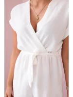 Krátký overal zavazovaný v pase ecru Krátký overal zavazovaný v pase ecru