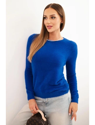 Dámský svetr z alpaky s kulatým výstřihem chabrový Dámský svetr z alpaky s kulatým výstřihem chabrový