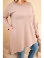 Dámská sukienka Plus Size z viskózy s volným střihem a dlouhým rukávem fango