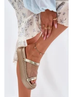 Zdobené dámské sandály na platformě se síťkou S.Barski MY51-016 zlaté