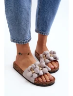 Dámské pantofle s ozdobami šedá Bunlia