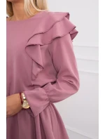 Dámské šaty se svislými volány 16095 tmavě růžové - Kesi Dámské šaty se svislými volány 16095 tmavě růžové - Kesi