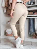 Dámské kalhoty slim fit s páskem TAIRONIK light beige FashionStreet UY2546