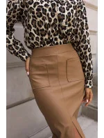 Dámská tužková pouzdrová sukně ve velbloudí barvě z eko kůže (82104) Dámská tužková pouzdrová sukně ve velbloudí barvě z eko kůže (82104)