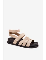 Eko Semišové Sandály Dámské S Třásněmi Béžové Valpera