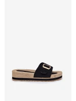 Dámské Sandały Na Platformě Se Zlatou Přezkou Černé Selira