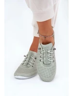 Dámské polobotky z přírodní kůže Artiker – světle zelené