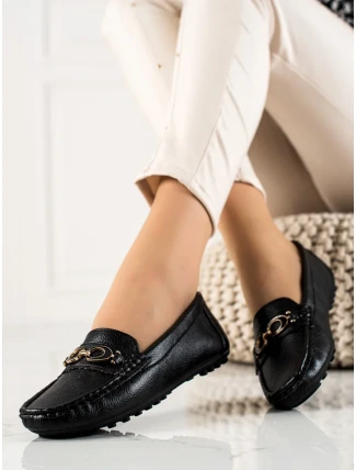 Luxusní dámské černé mokasíny bez podpatku Luxusní dámské černé mokasíny bez podpatku
