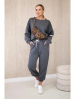 Komplet teplákové + kalhoty máslová látka grafit Komplet teplákové + kalhoty máslová látka grafit