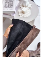 Zazoo 70141 Kožené dámské kozačky nad kolena hnědé