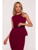 S427 Peplum šaty - bordó