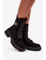 Dámské zateplené workery s ozdobným prvkem Kalindra – černé