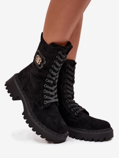 Dámské zateplené workery s ozdobným prvkem Kalindra – černé