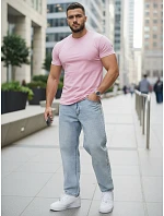 Pánské bavlněné tričko basic pink FashionStreet RX5690 Pánské bavlněné tričko basic pink FashionStreet RX5690